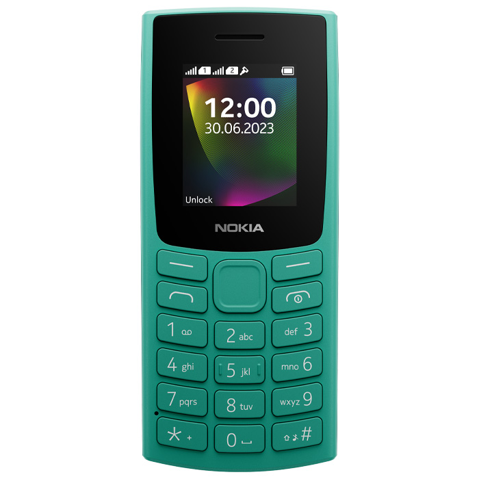 نمای روبرو گوشی موبایل نوکیا Nokia 106 2G 2023 (TA-1564) در رنگ سبز