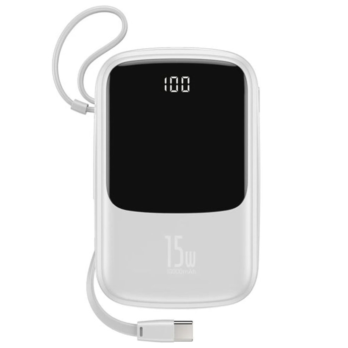 رنگ سفید پاوربانک بیسوس 15W مدل PPQD-A01 Qpow Digital Display