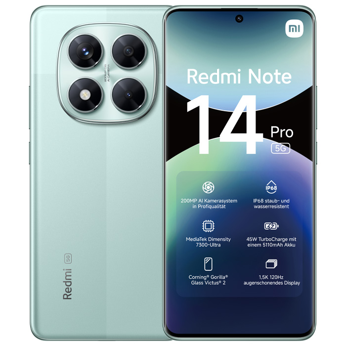 رنگ سبز گوشی موبایل شیائومی Redmi Note 14 Pro 5G