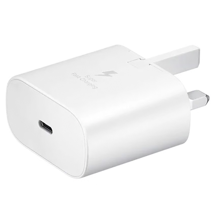 نمای کناری شارژر همراه 25W سامسونگ مدل EP-TA800 در رنگ سفید