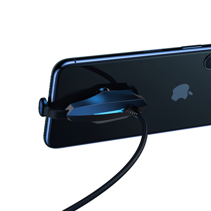 نحوه قرارگیری کابل بیسوس لایتنینگ مدل Colorful Suction Mobile Game CALXA-B01 بر روی گوشی