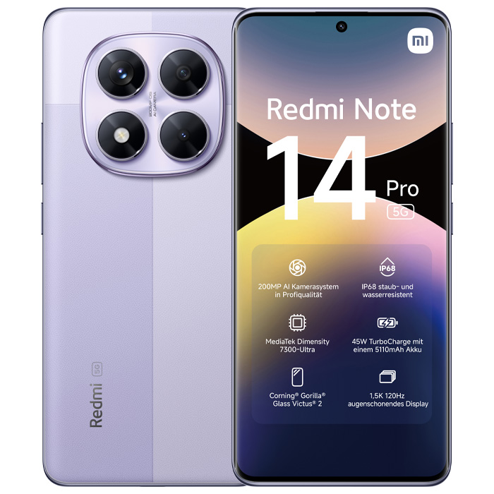 رنگ Lavender Purple گوشی موبایل شیائومی Redmi Note 14 Pro 5G