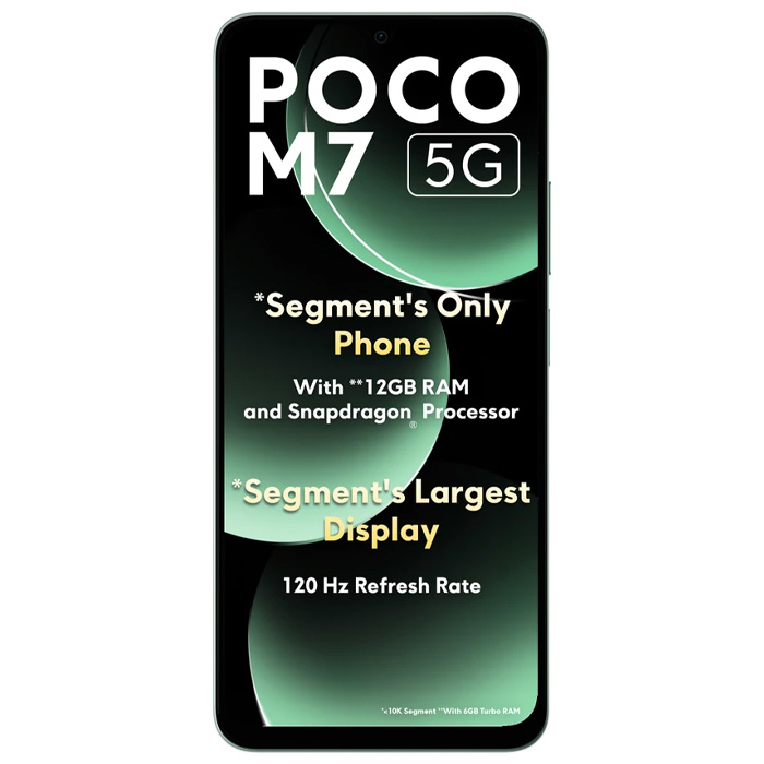 صفحه نمایش گوشی موبایل شیائومی Poco M7 5G در رنگ سبز