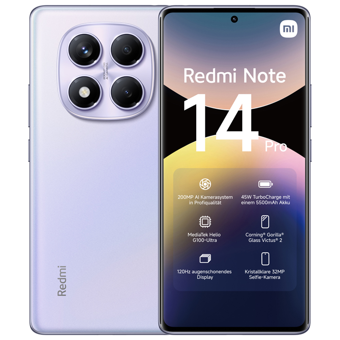 رنگ بنفش گوشی موبایل شیائومی Redmi Note 14 Pro