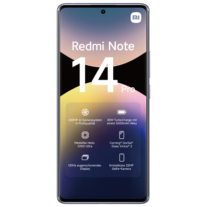 صفحه نمایش گوشی موبایل شیائومی Redmi Note 14 Pro در رنگ بنفش