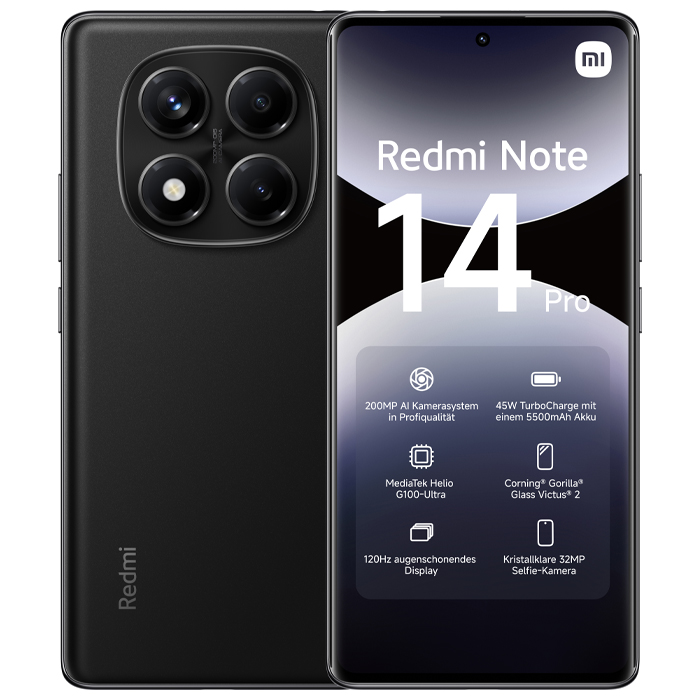 رنگ مشکی گوشی موبایل شیائومی Redmi Note 14 Pro