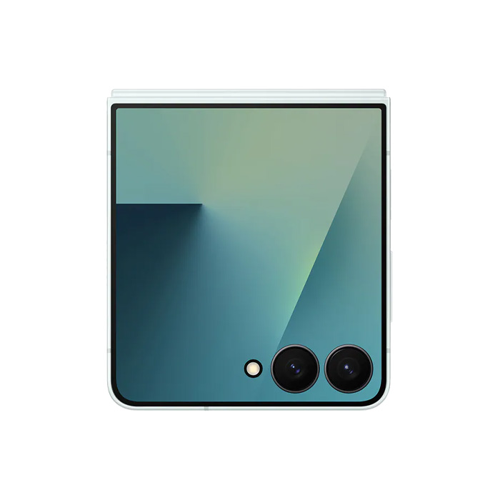 نمای صفحه نمایش پشتی گوشی موبایل سامسونگ Galaxy Z Flip 7 5G در رنگ نعنایی