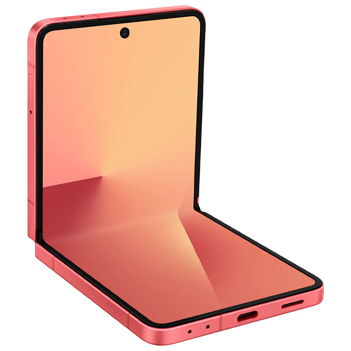 نمای نیمه باز گوشی موبایل سامسونگ Galaxy Z Flip 7 5G در رنگ قرمز