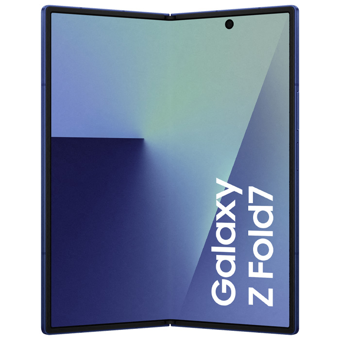 صفحه نمایش اصلی گوشی موبایل سامسونگ Galaxy Z Fold 7 5G در حالت نیمه باز در رنگ آبی