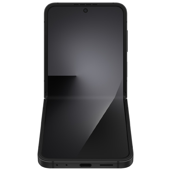 نمای نیمه باز گوشی موبایل سامسونگ Galaxy Z Flip 7 FE 5G در رنگ مشکی