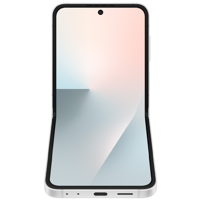 نمای نیمه باز گوشی موبایل سامسونگ Galaxy Z Flip 7 FE 5G در رنگ سفید