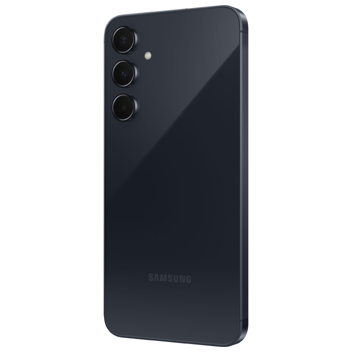 نمای کناری قاب پشتی گوشی موبایل سامسونگ Galaxy A55 5G در رنگ سرمهای