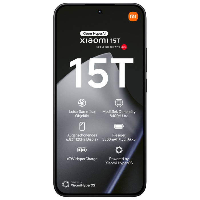 صفحه نمایش گوشی موبایل شیائومی Xiaomi 15T 5G در رنگ مشکی