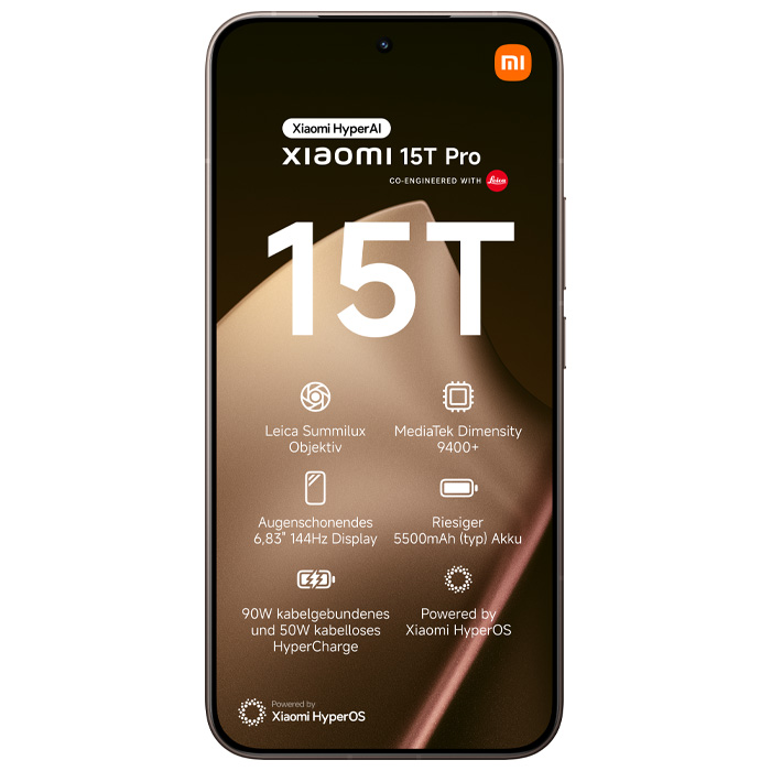 صفحه نمایش گوشی موبایل شیائومی Xiaomi 15T 5G در رنگ طلایی