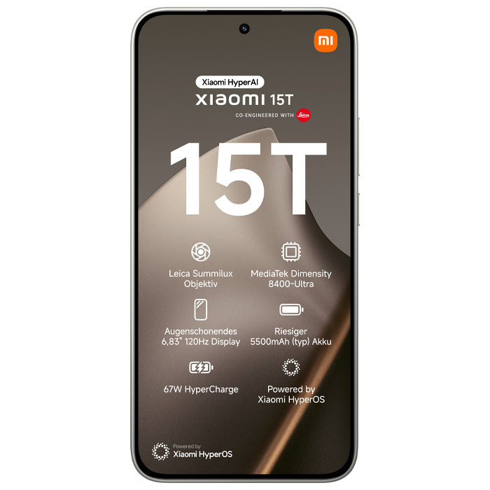 صفحه نمایش گوشی موبایل شیائومی Xiaomi 15T 5G در رنگ نقرهای