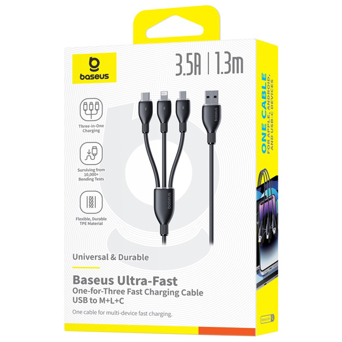 بسته‌بندی کابل بیسوس 3.5 آمپر مدل Ultra-Fast 3 in 1 P10376303121-01