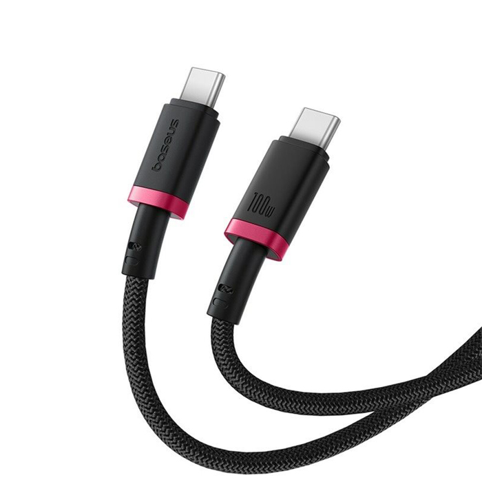 کابل بیسوس 100 واتی USB-C به USB-C مدل Dura Series P10377803U01 در رنگ قرمز مشکی