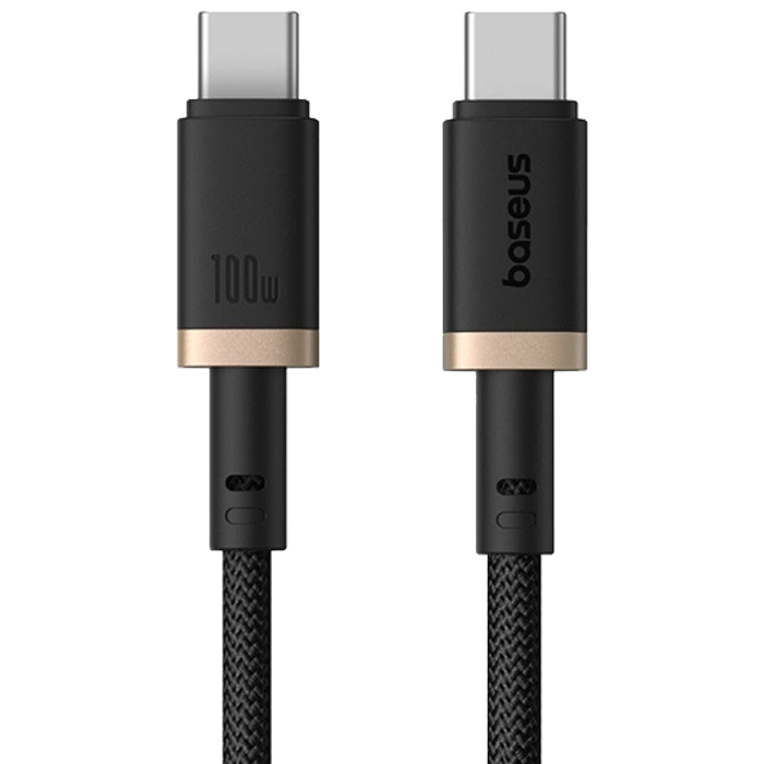 رنگ طلایی مشکی کابل بیسوس 100 واتی USB-C به USB-C مدل Dura Series P10377803U01