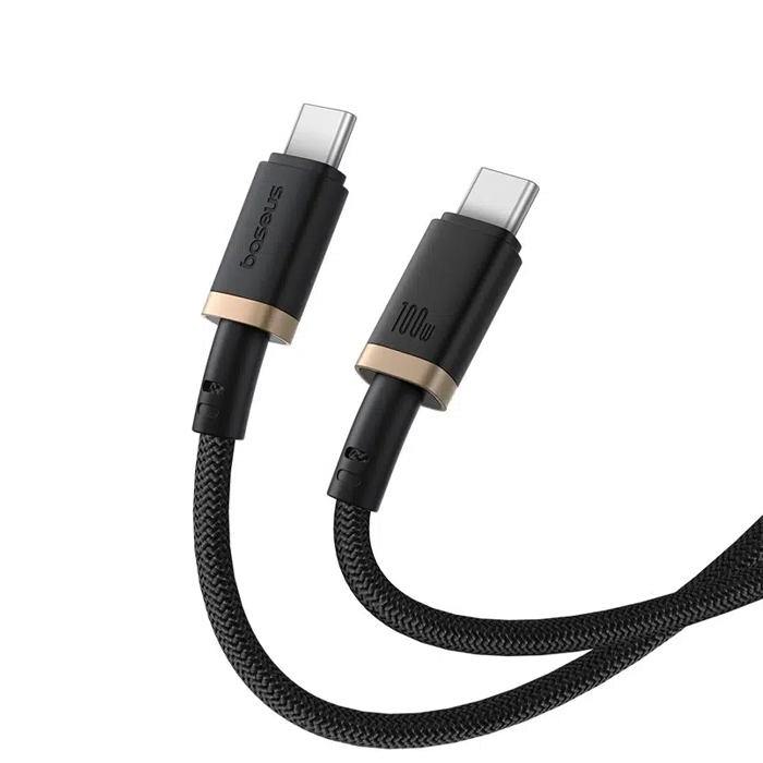 کابل بیسوس 100 واتی USB-C به USB-C مدل Dura Series P10377803U01 در رنگ طلایی مشکی