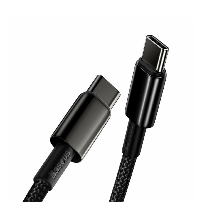 کابل بیسوس 100 وات USB-C به USB-C مدل Tungsten Gold CATWJ-01 در رنگ مشکی
