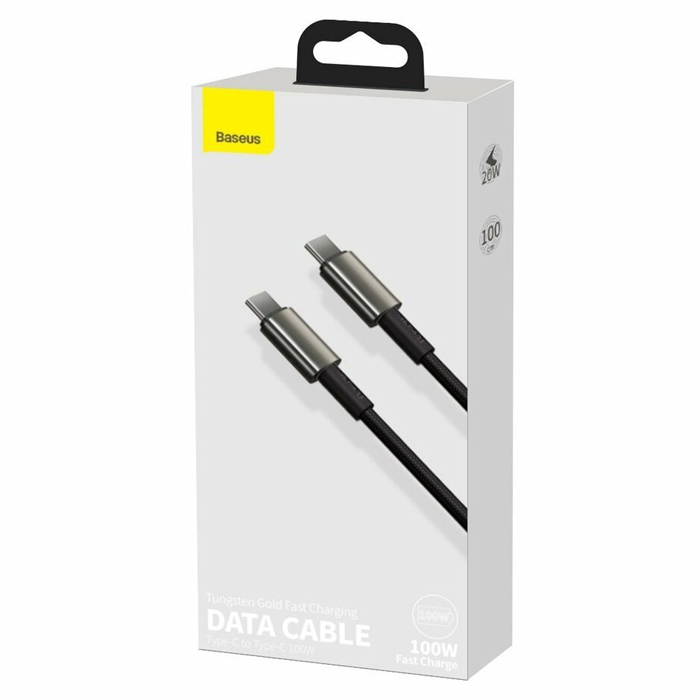 بسته‌بندی کابل بیسوس 100 وات USB-C به USB-C مدل Tungsten Gold CATWJ-01