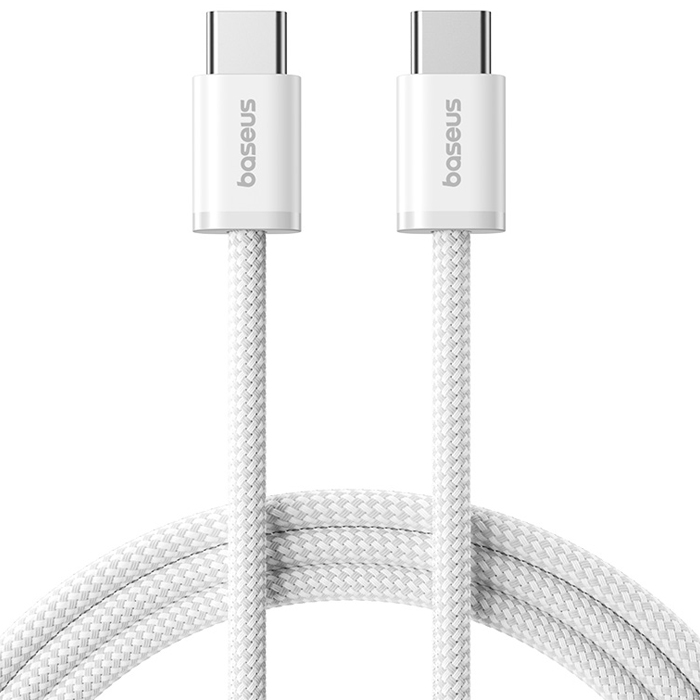 رنگ سفید کابل بیسوس 100 وات USB-C به USB-C مدل Dynamic 4 P10381400211-00
