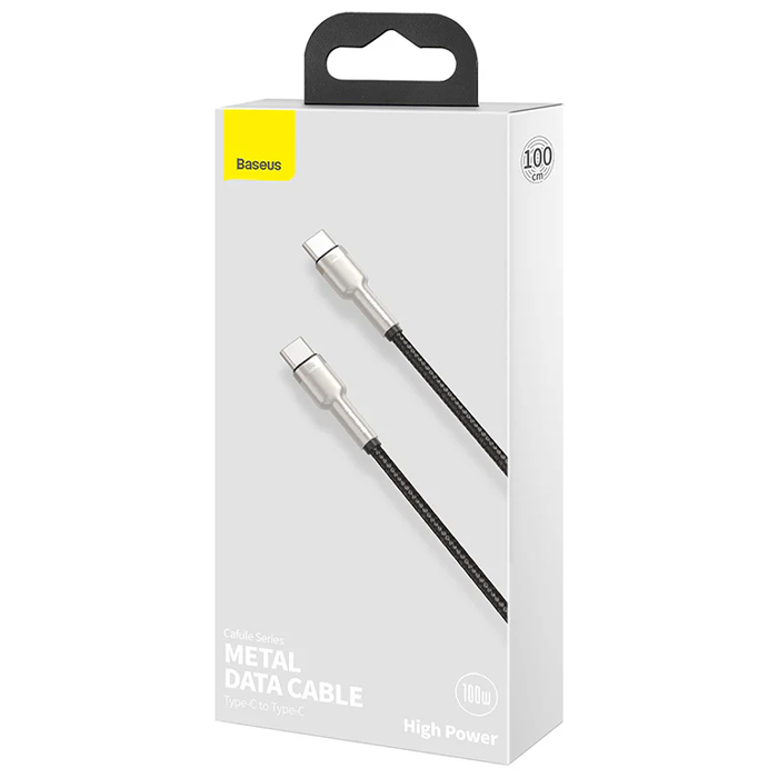 بستهبندی کابل بیسوس 100 وات USB-C به USB-C مدل Cafule Series Metal Data CATJK-C01