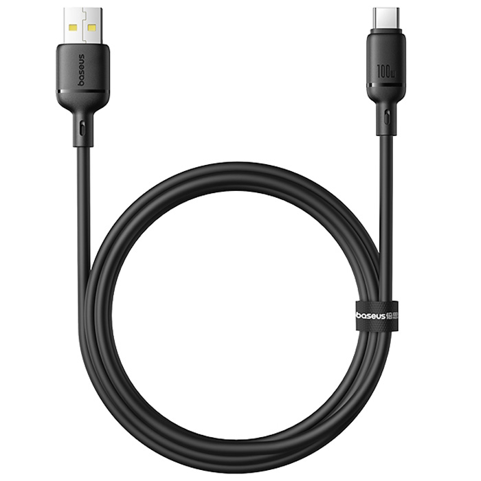 کابل بیسوس 100 وات USB-C مدل Silky Series P10377703113-01 در رنگ مشکی