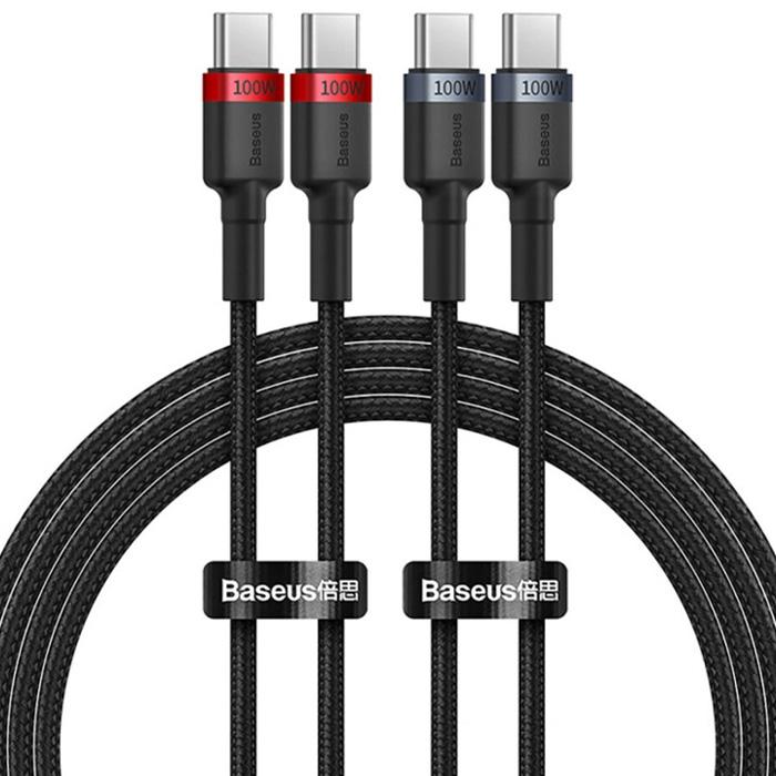 کابل بیسوس 100 وات USB-C به USB-C مدل Cafule Charging Cable P10318306003 با طول 1 متری پک 2 عددی
