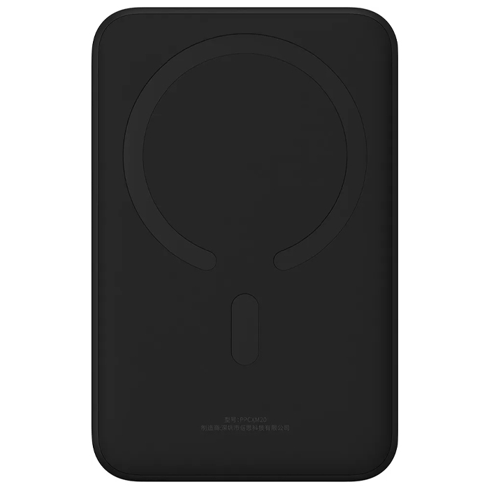 نمای جلوی پاوربانک بیسوس 20W مدل PPCX150001 Magnetic Mini Wireless با ظرفیت 20000 میلی آمپر ساعت در رنگ مشکی