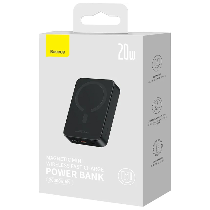 بستهبندی پاوربانک بیسوس 20W مدل PPCX150001 Magnetic Mini Wireless با ظرفیت 20000 میلی آمپر ساعت