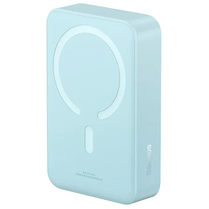 رنگ آبی پاوربانک بیسوس 20W مدل PPCX150001 Magnetic Mini Wireless با ظرفیت 20000 میلی آمپر ساعت