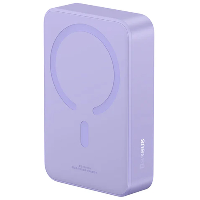 رنگ بنفش پاوربانک بیسوس 20W مدل PPCX150001 Magnetic Mini Wireless با ظرفیت 20000 میلی آمپر ساعت