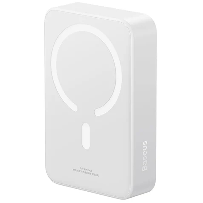 رنگ سفید پاوربانک بیسوس 20W مدل PPCX150001 Magnetic Mini Wireless با ظرفیت 20000 میلی آمپر ساعت