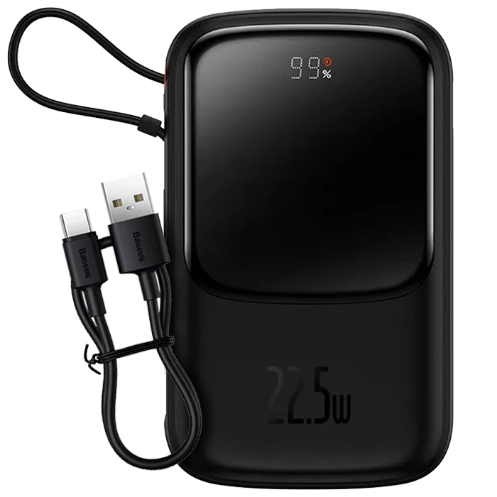 پاوربانک بیسوس 22.5W مدل PPQD060101 Qpow Pro Digital Display با ظرفیت 10000 میلی آمپر ساعت به همراه کابل