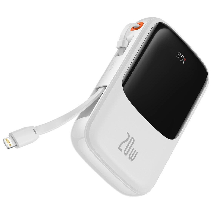 پاوربانک بیسوس 20W مدل PPQD060001 Qpow Pro Overseas Edition با ظرفیت 10000 میلی آمپر ساعت در رنگ سفید
