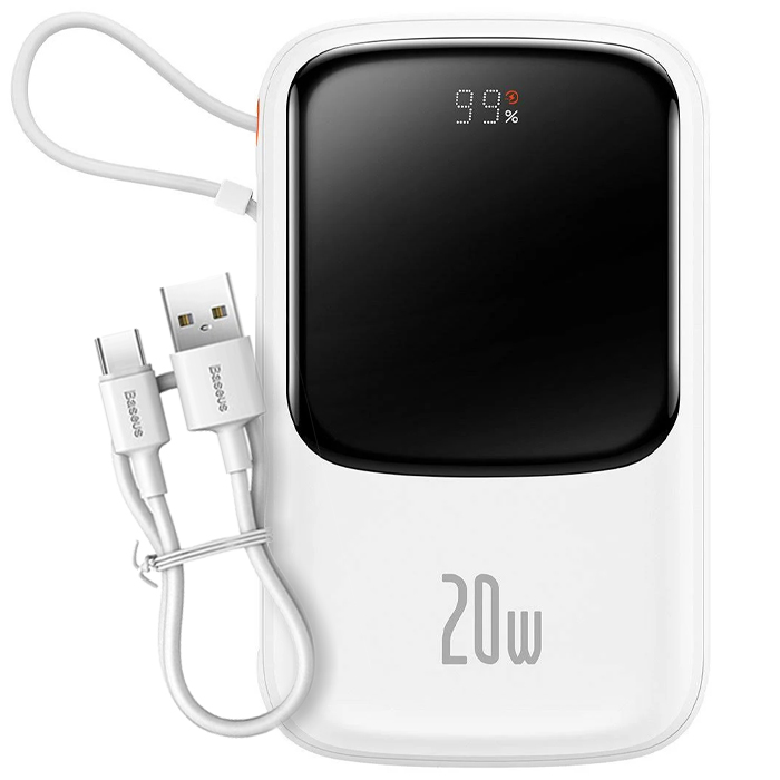 پاوربانک بیسوس 20W مدل PPQD060001 Qpow Pro Overseas Edition با ظرفیت 10000 میلی آمپر ساعت به همراه کابل