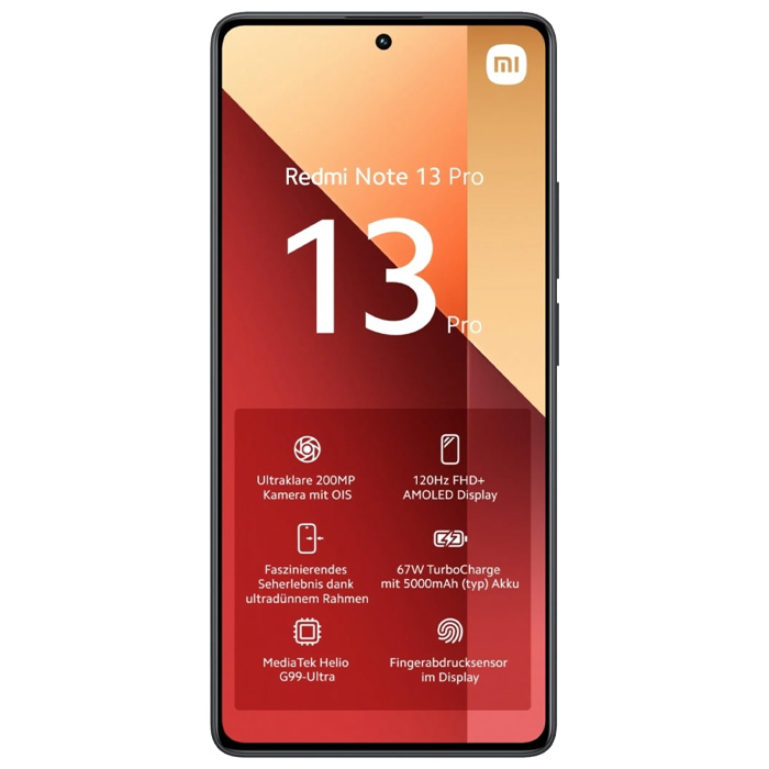 صفحه نمایش گوشی موبایل شیایومی Redmi Note 13 Pro در رنگ مشکی