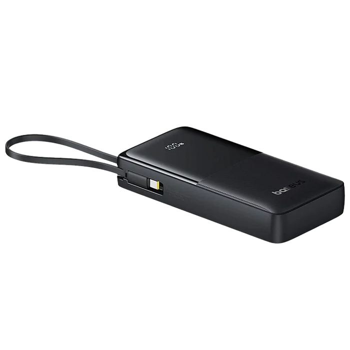 نمای کناری پاوربانک بیسوس 20W مدل P10077101113 Bipow 2 Digital Display با ظرفیت 20000 میلی آمپر ساعت در رنگ مشکی
