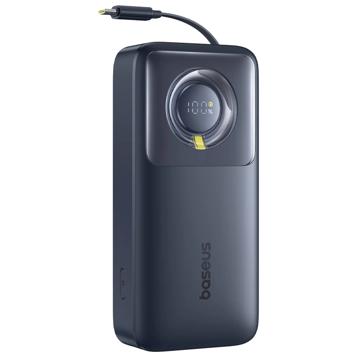 نمای کناری پاوربانک بیسوس 65W مدل P10073700843 Free2Pull Power Bank با ظرفیت 20000 میلی آمپر ساعت در رنگ مشکی