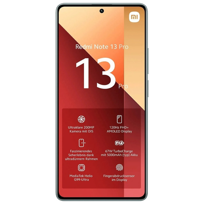 صفحه نمایش گوشی موبایل شیایومی Redmi Note 13 Pro در رنگ سبز