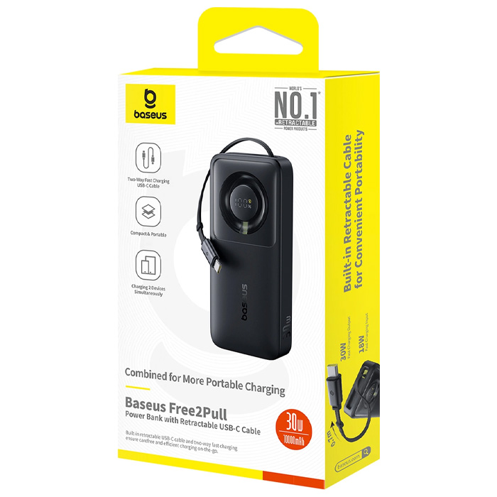 بستهبندی پاوربانک بیسوس 30W مدل P10073701123 Free2Pull Power Bank
