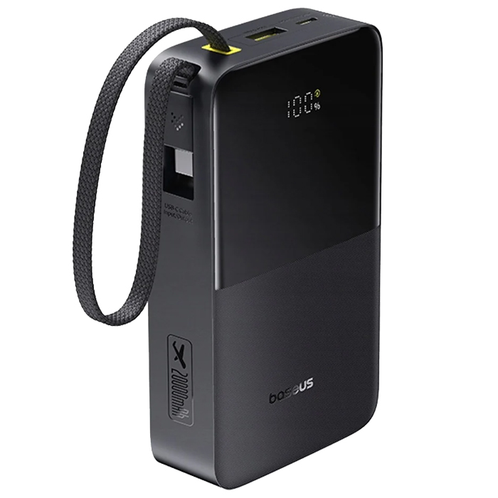رنگ مشکی پاوربانک بیسوس 22.5W مدل E0027701 EnerFill FC51 Bipow2 Pro با ظرفیت 20000 میلی آمپر ساعت
