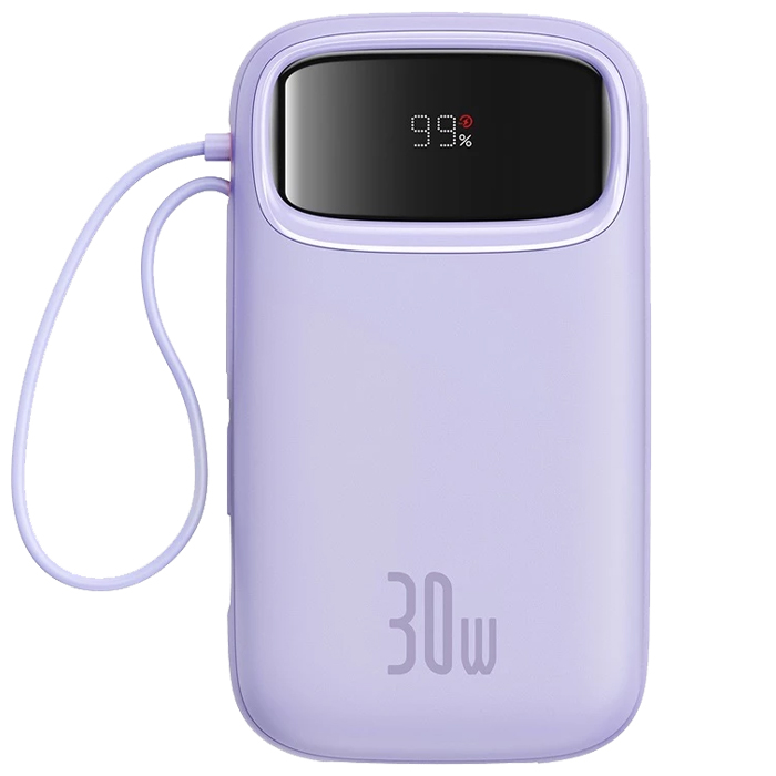رنگ بنفش پاوربانک بیسوس 30W مدل P10055009213 QPow 2 Digital Display با ظرفیت 20000 میلی آمپر ساعت