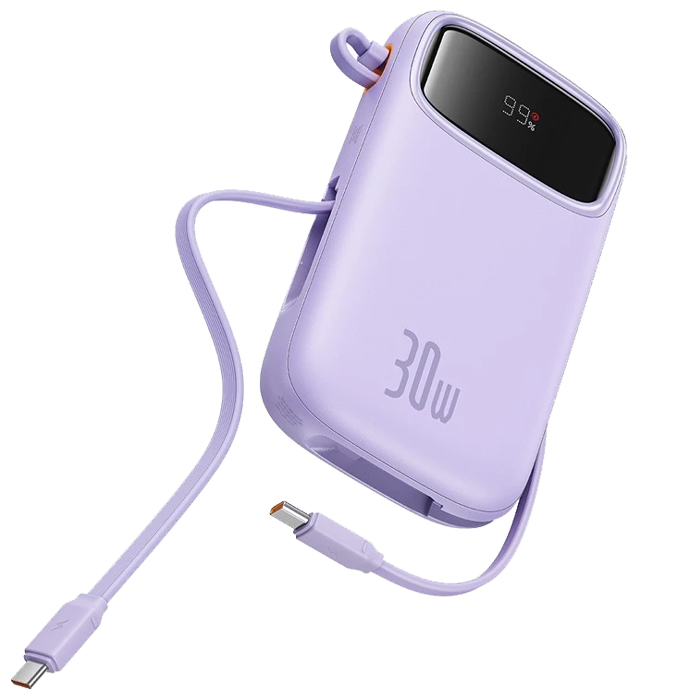 پاوربانک بیسوس 30W مدل P10055009213 QPow 2 Digital Display با ظرفیت 20000 میلی آمپر ساعت در رنگ بنفش
