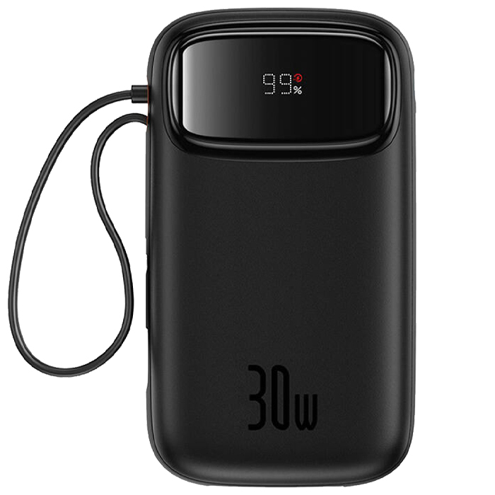 رنگ مشکی پاوربانک بیسوس 30W مدل P10055009213 QPow 2 Digital Display با ظرفیت 20000 میلی آمپر ساعت
