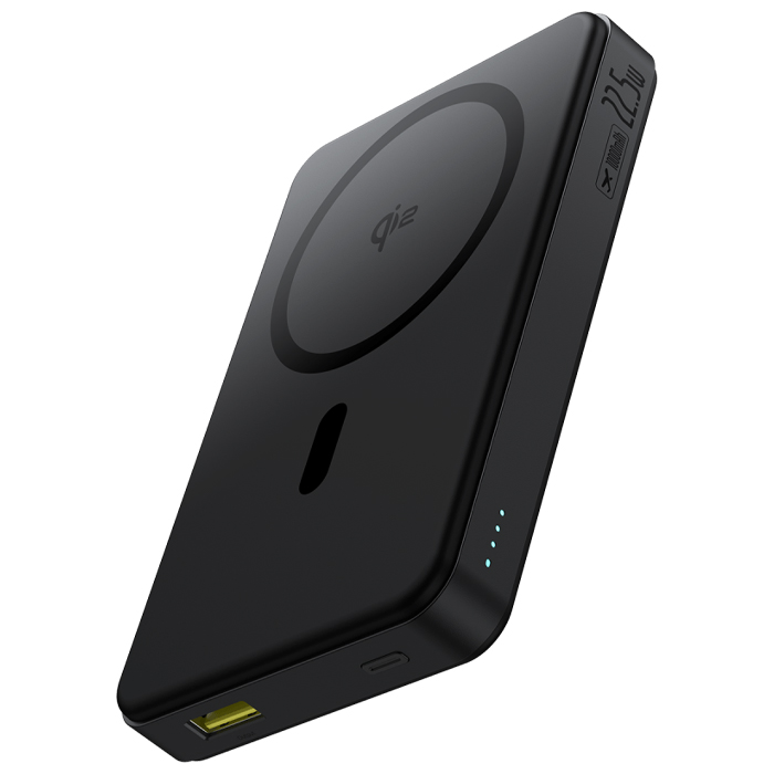 رنگ مشکی پاوربانک بیسوس 22.5W مدل P10080000123 Airpow Qi2 Magnetic با ظرفیت 10000 میلی آمپر ساعت