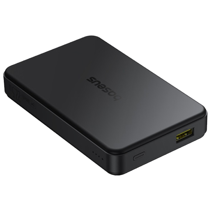 نمای پشتی پاوربانک بیسوس 22.5W مدل P10080000123 Airpow Qi2 Magnetic با ظرفیت 10000 میلی آمپر ساعت در رنگ مشکی
