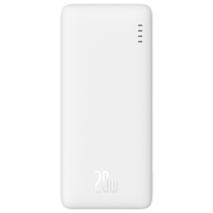 رنگ سفید پاوربانک بیسوس 20W مدل PPQD090102 Airpow Fast Charge با ظرفیت 30000 میلی آمپر ساعت