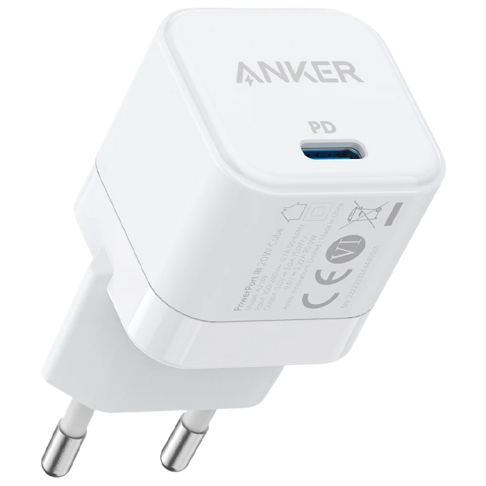 رنگ سفید شارژر همراه 20W انکر مدل PowerPort III PD A2149